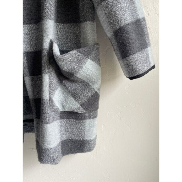 NWOT ROAMANS Size 16W Gray Buffalo Plaid Wool Blend Jacket Long Sleeve Collared - Picture 5 of 7